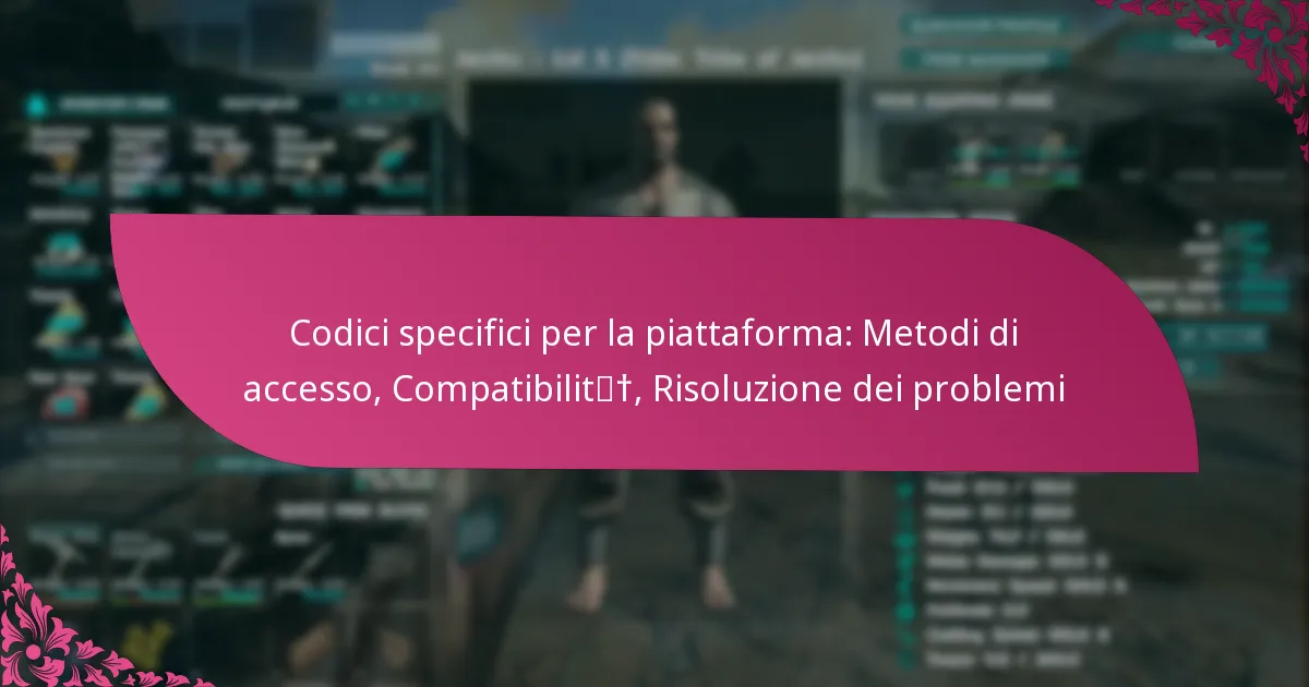Codici specifici per la piattaforma: Metodi di accesso, Compatibilità, Risoluzione dei problemi