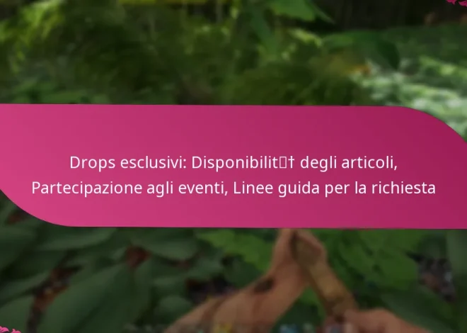 Drops esclusivi: Disponibilità degli articoli, Partecipazione agli eventi, Linee guida per la richiesta