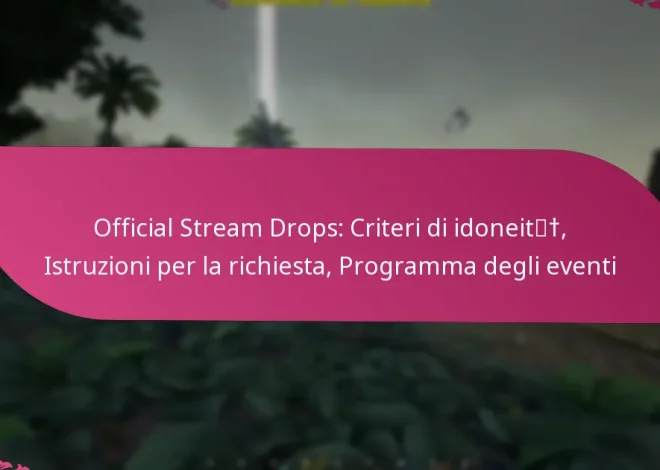 Official Stream Drops: Criteri di idoneità, Istruzioni per la richiesta, Programma degli eventi