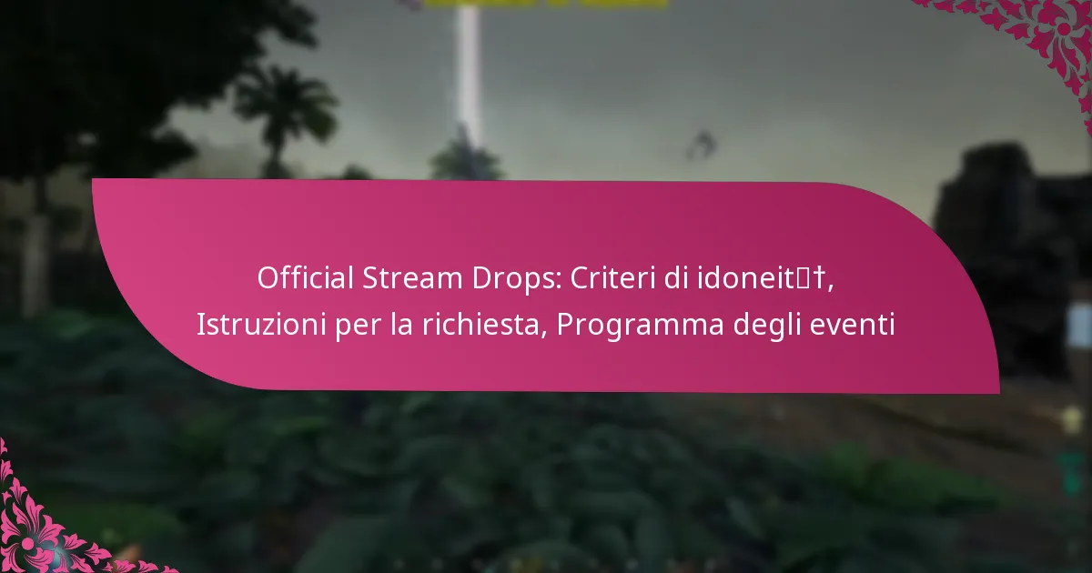 Official Stream Drops: Criteri di idoneità, Istruzioni per la richiesta, Programma degli eventi
