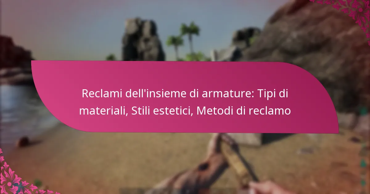 Reclami dell’insieme di armature: Tipi di materiali, Stili estetici, Metodi di reclamo