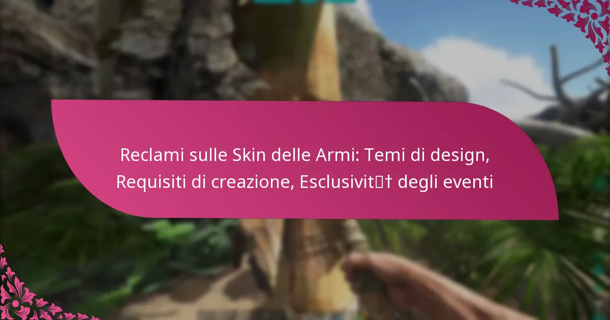 Reclami sulle Skin delle Armi: Temi di design, Requisiti di creazione, Esclusività degli eventi