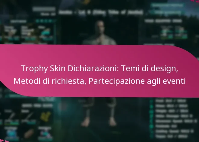 Trophy Skin Dichiarazioni: Temi di design, Metodi di richiesta, Partecipazione agli eventi